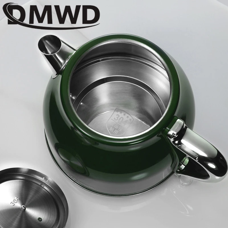 DMWD 1.5L Electric Kettle Household Retro Water Heating Machine Stainless Steel Tea Maker Coffee Pot Office Boiler Warmer Heater