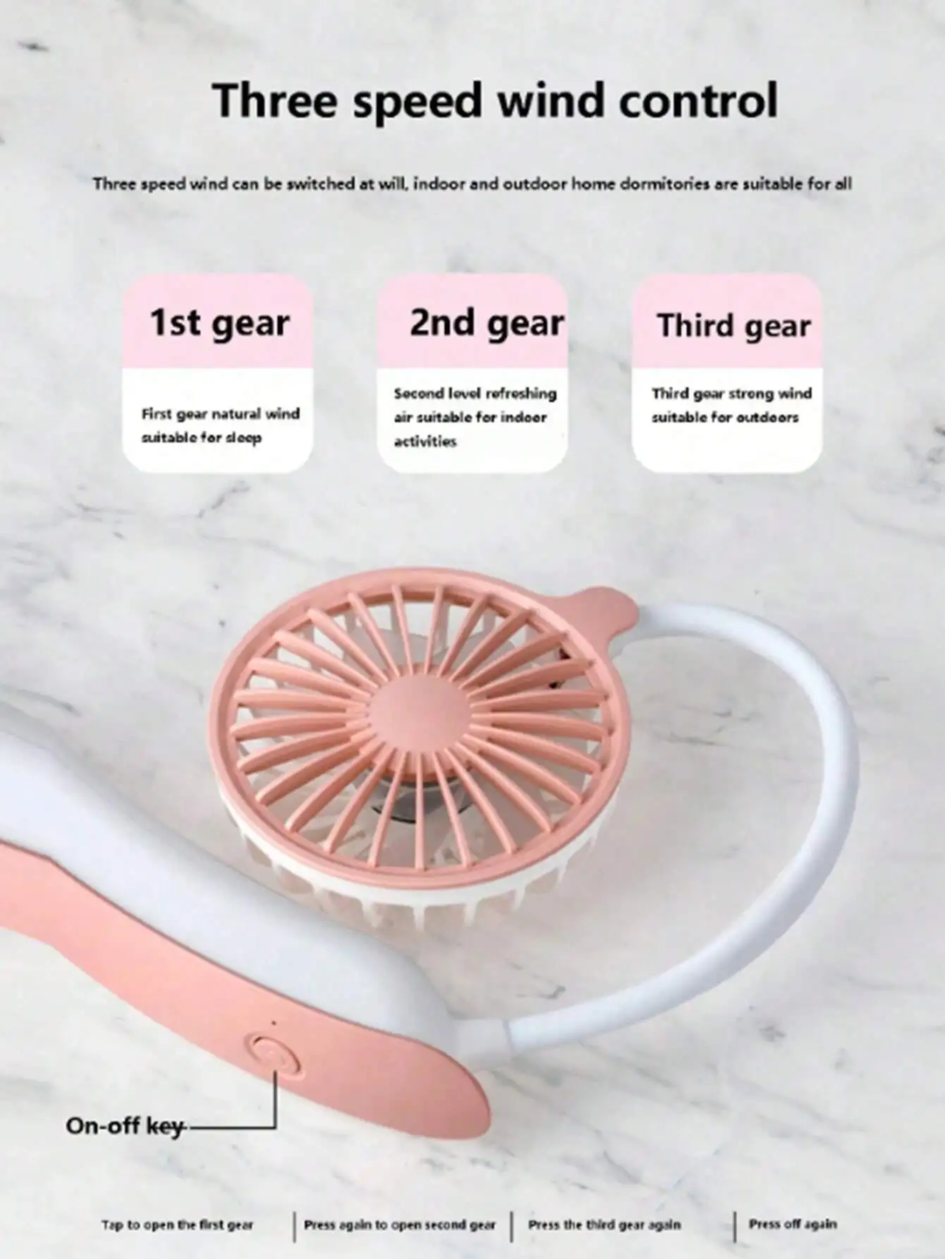 ポータブルUSB首掛けミニファン、充電式バッテリー付き折りたたみ式デスクトップパーソナルファン