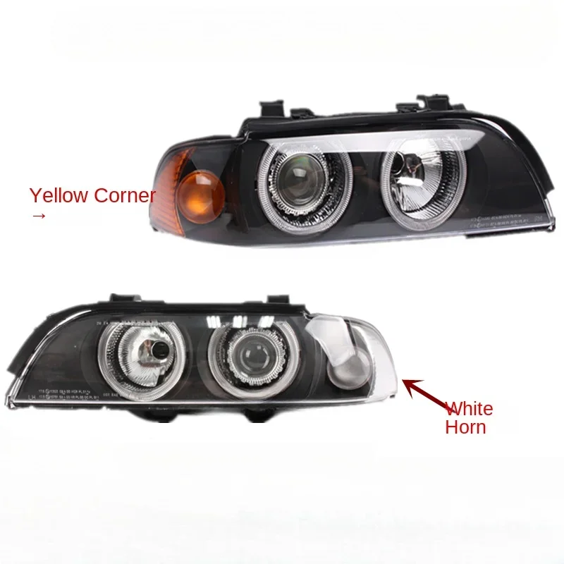 For BMW 5 Series E39 520i/523i/525i/528i/530i 1996-2003 headlight assembly angel eye LED aperture headlight housing cover