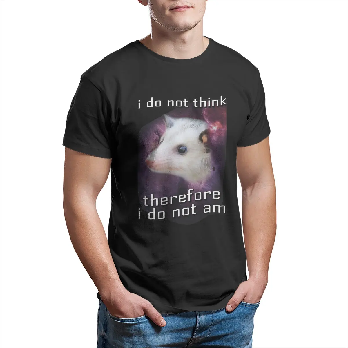 Awesome I Do Not Think Therefore Opossum T-Shirt Men Cotton T Shirts Kawaii Comfortable Cute Short Sleeve Tees Plus Size Clothes