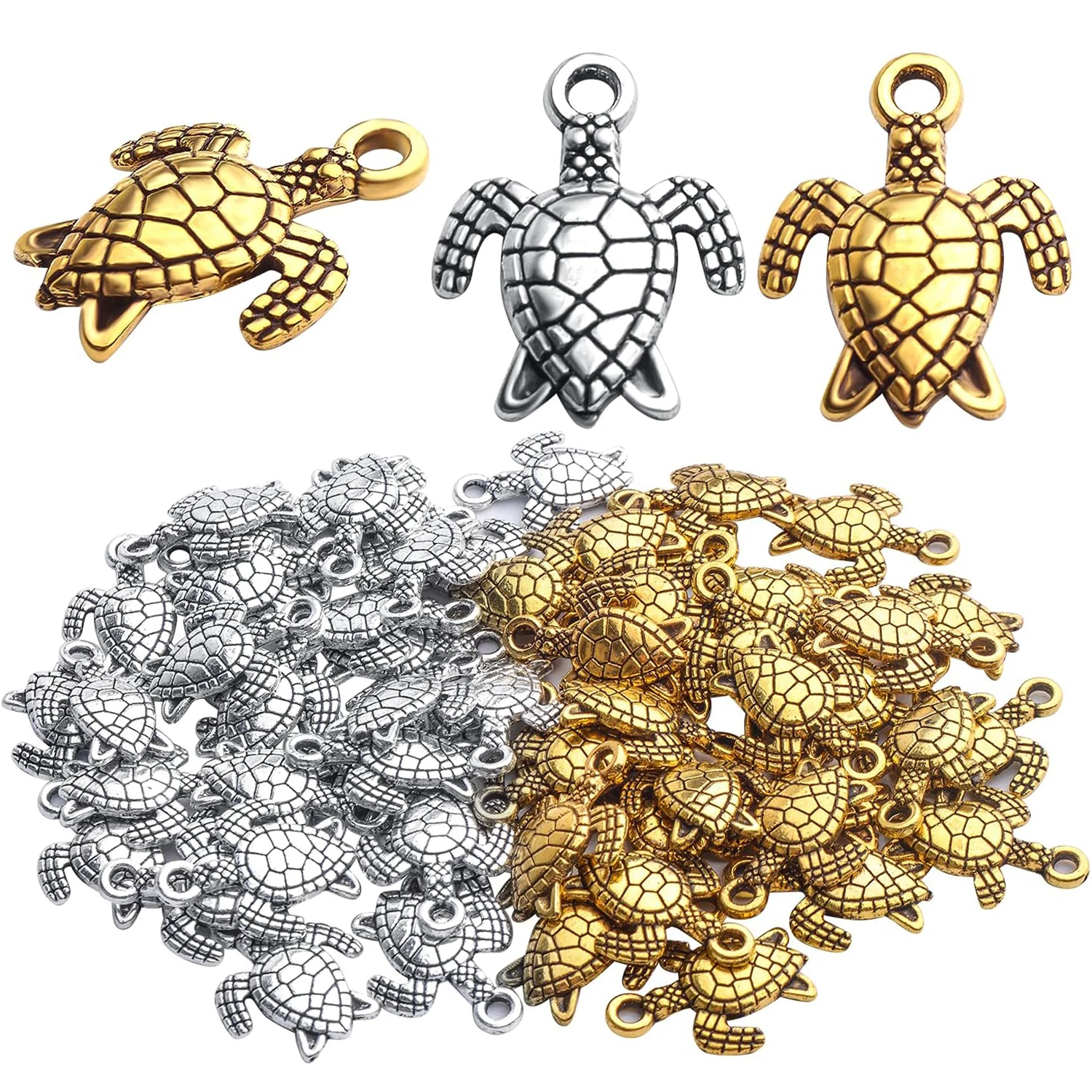 

60 шт. подвесок в виде морских черепах из сплава, кулоны-черепахи, подвески-животные для изготовления серег, ожерелий, браслетов, украшений