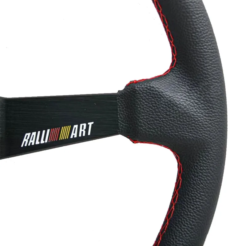 350mm PVC car steering wheel Racing leather deep dish steering wheel 14inch universal drift steering RALLIART performance sport