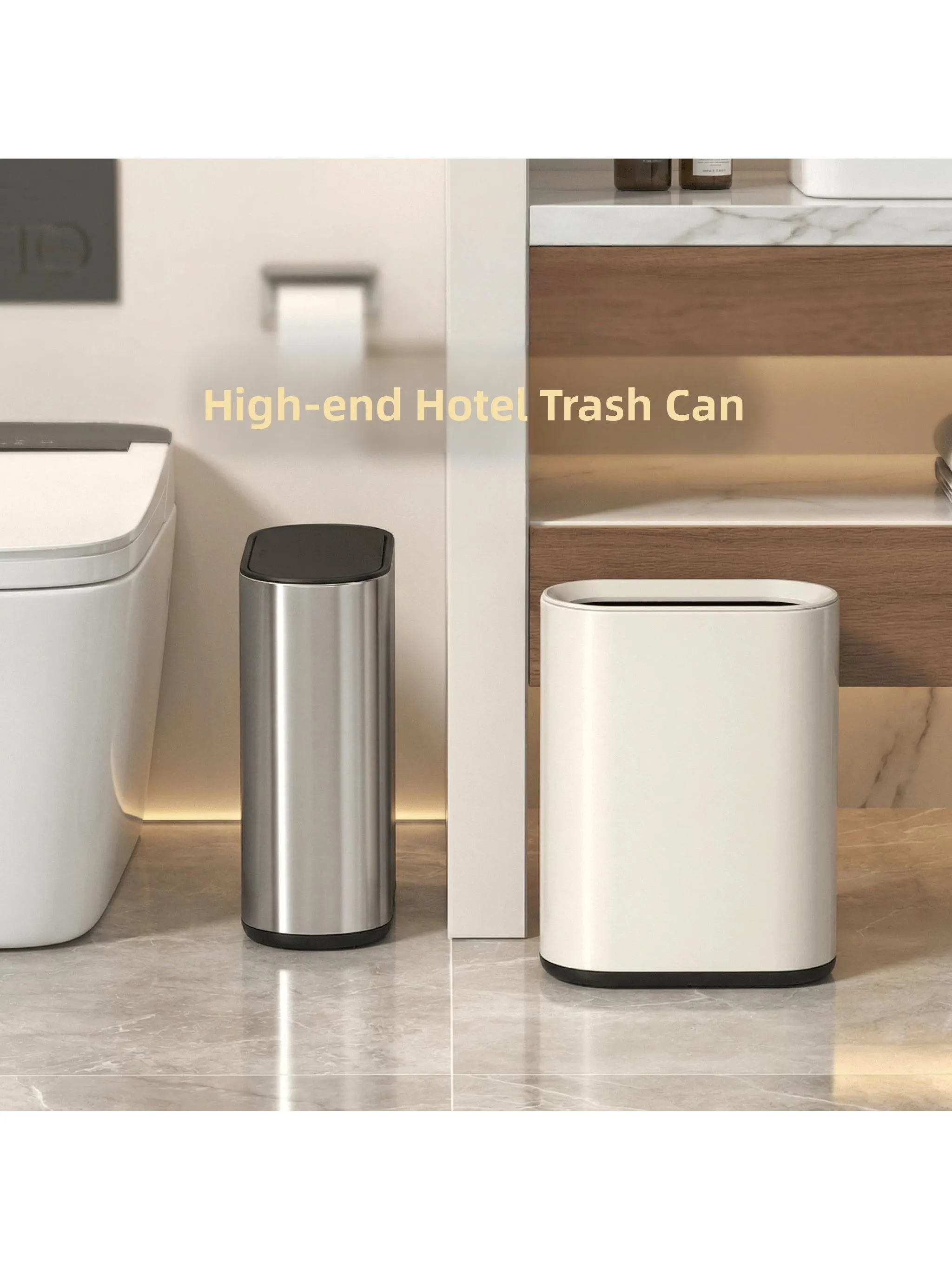 

Stainless Steel Trash Can Small Double Layer Dry Wet Separation for Living Room Hotel Luxury Sensation Home Use Bathroom