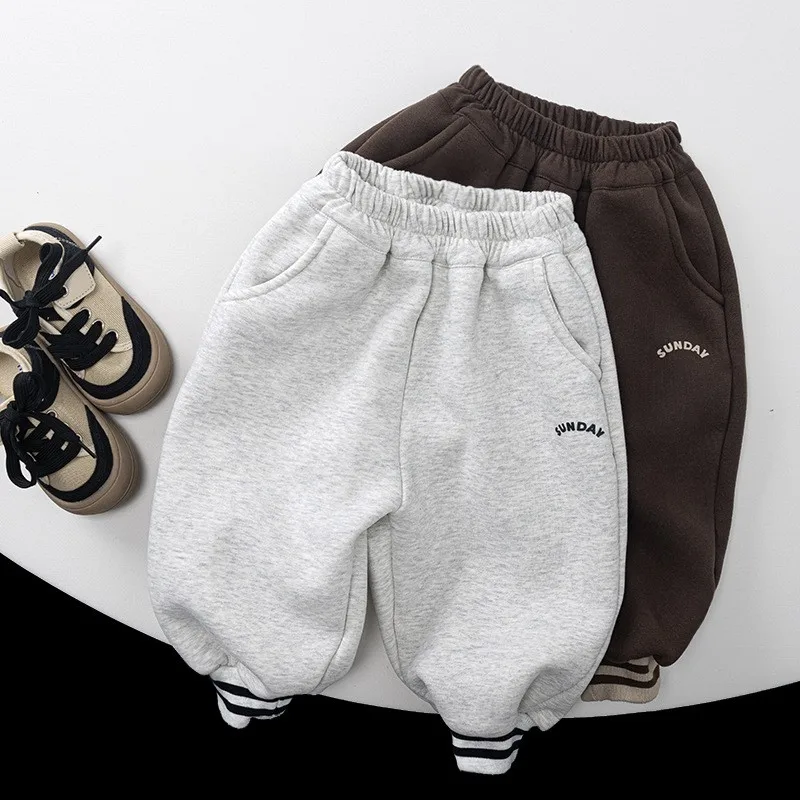 

Winter Warm Baby Girls Boys Cotton Fleece Lined Sweatpants Kids Loose Thick Outdoor Track Trousers Children Outfit Bottoms 1-8Yr