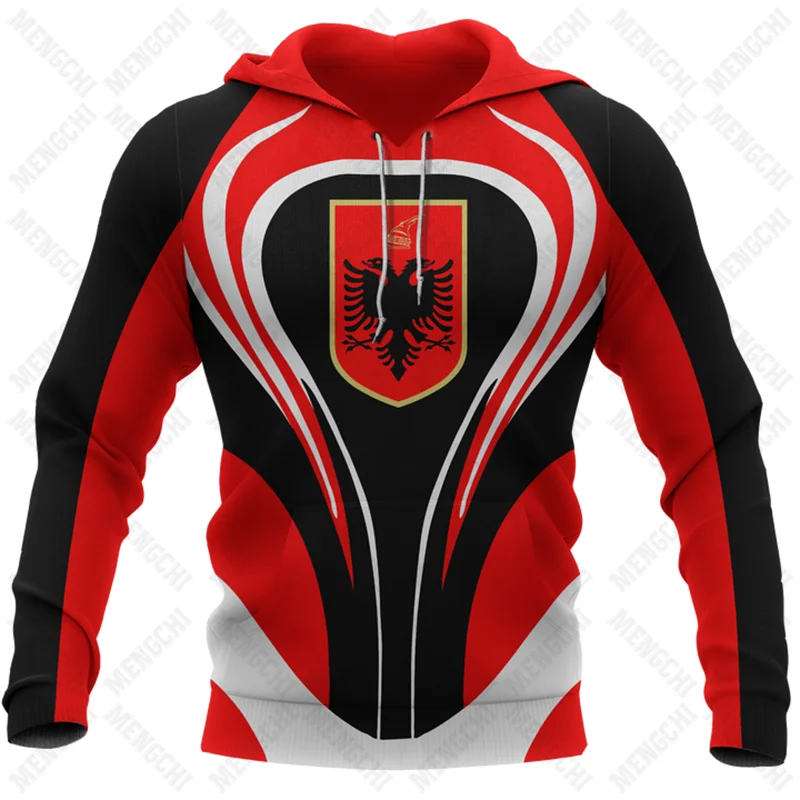 Albania Flag Pattern Hoodies For Men and Women Loose Unisex Clothing Sweatshirts Boy Casual Clothing Oversized Streetwear