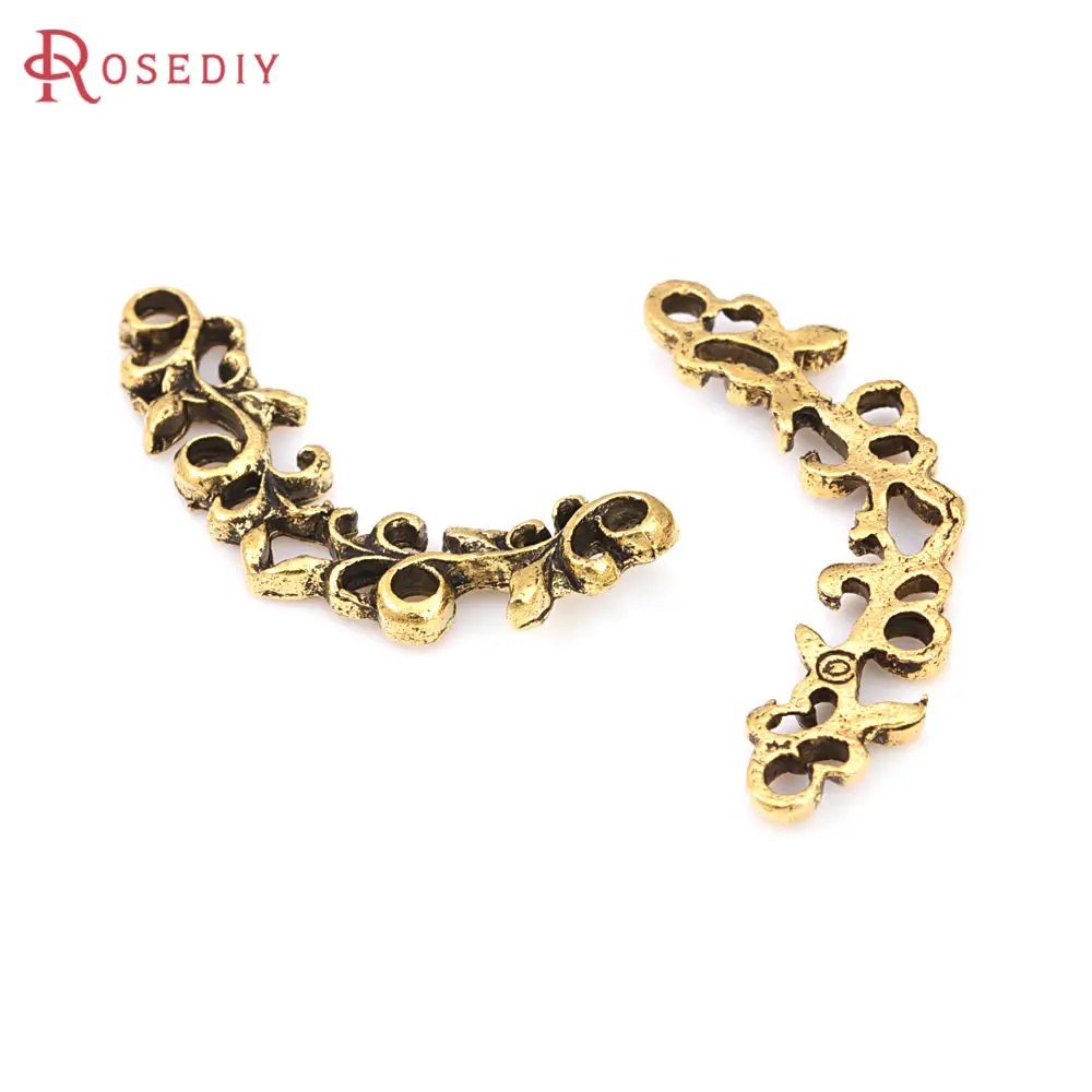 50PCS Antique Bronze Antique Gold Color Zinc Alloy Flower Vine Connect Charms Diy Jewelry Making Supplies Earrings Accessories