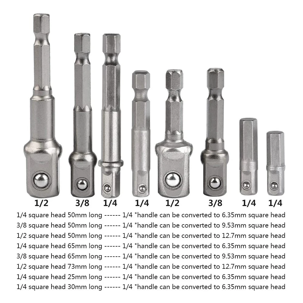 Adaptador de enchufe de taladro, extensión de vástago hexagonal de 1/4 \