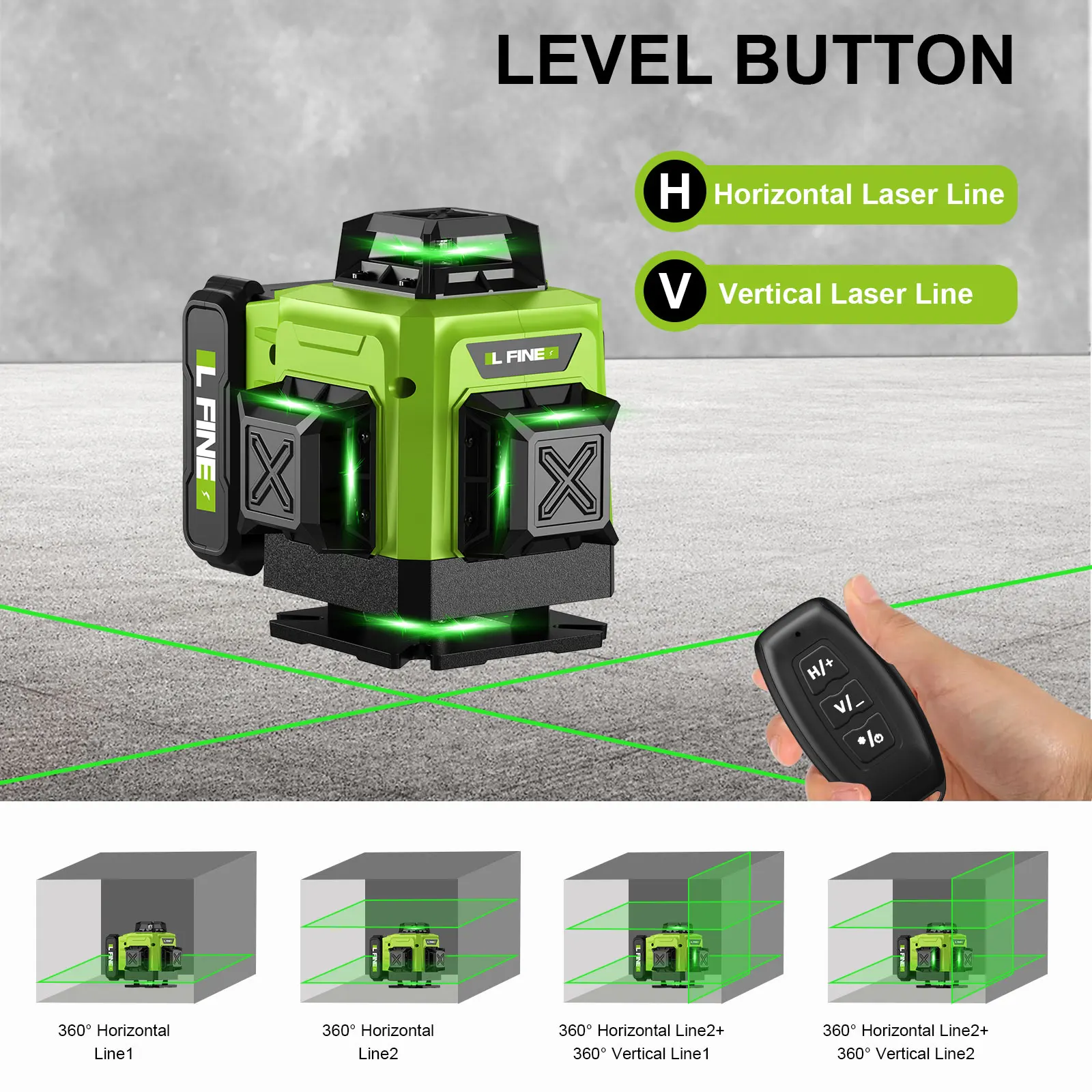 Laser Level Self-Leveling Horizontal Vertical Cross 16-line Green Light Nivel Laser Rechargeable Home Improvement Tools 09