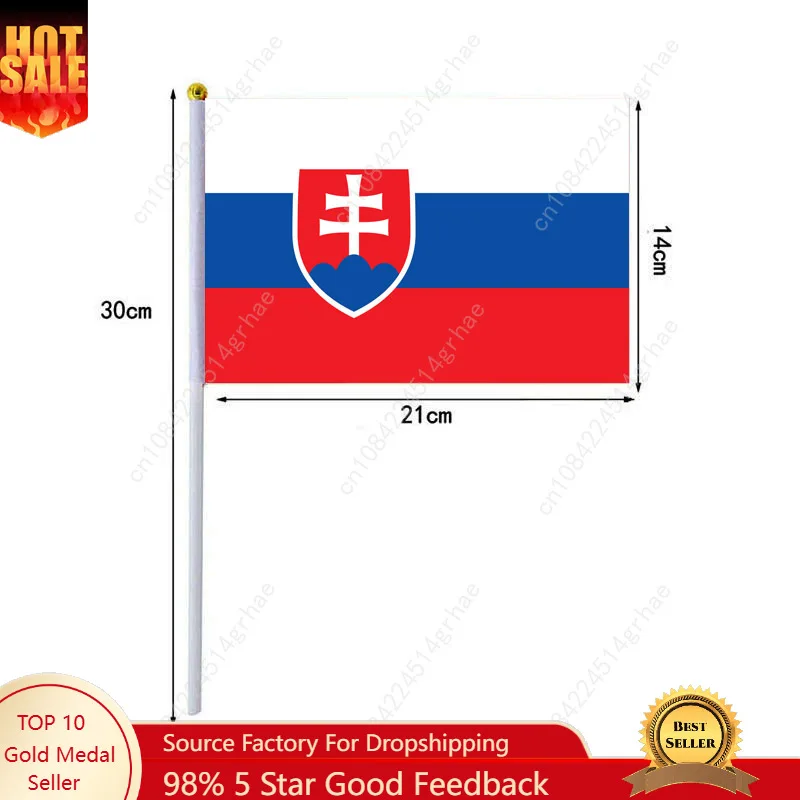 Slovakia Hand Waving Flag Slovaks Small Mini Hand Held Flags 10 Pcs 14x21cm  Sporting Event Support Handheld Flag