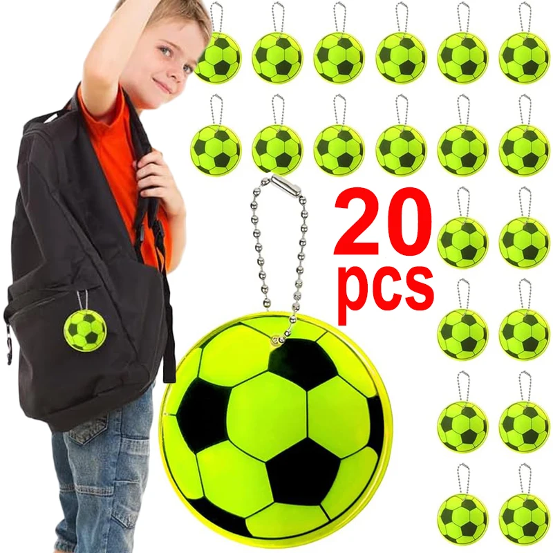 Porte-clés réfléchissant de Football, 5/20 pièces, sécurité nocturne, pour sacs, sac à dos, pendentif réflecteur pour objets, sécurité routière