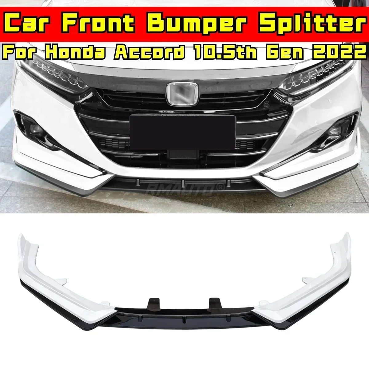 For Honda Accord 10.5th Gen 2022 Body Kit Front Bumper Lip Glossy Black Sport Style Bumper Splitter Diffuser Car Accessories