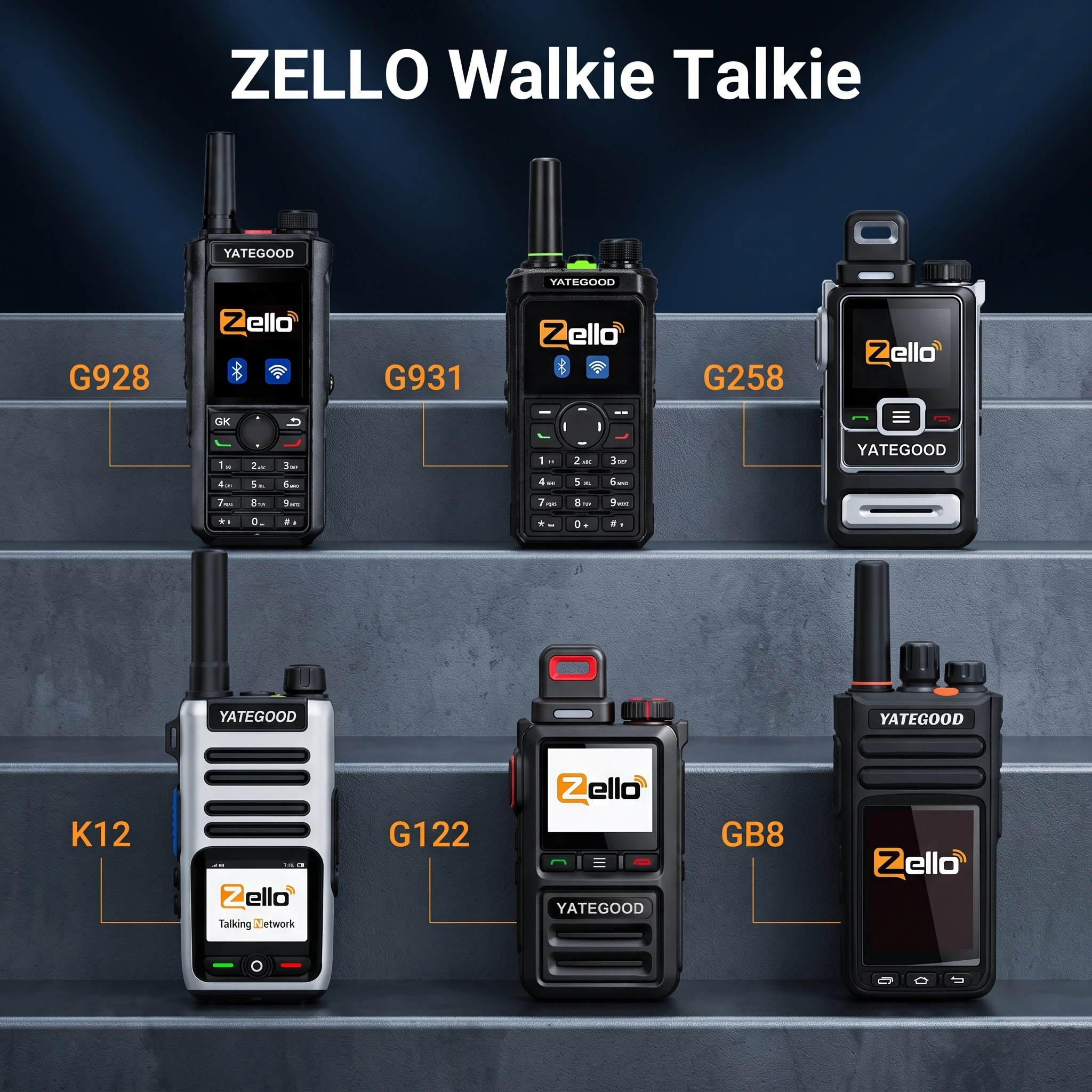 YATEGOOD G288 Zello Wireless Remote Control Walkie Talkie SIMcard 4G 3G Android Bluetooth Ponsel PTT Wifi GPS Global 8