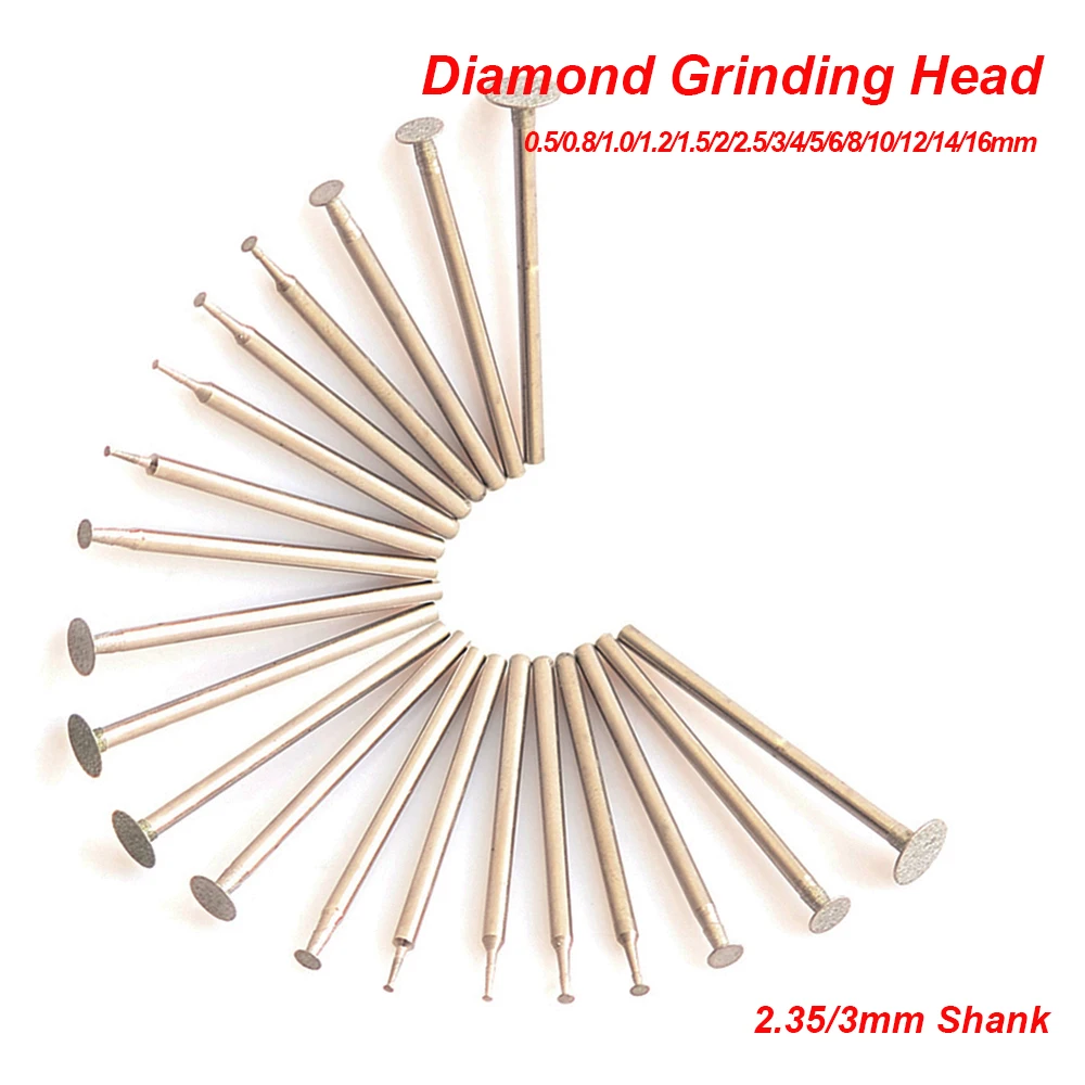 10Pcs K-Needle Flake Diamond Grinding Head Mounted Point Bit Burr Polishing Abrasive Tool fo Stone Jade Peeling Carving 0.5-16mm