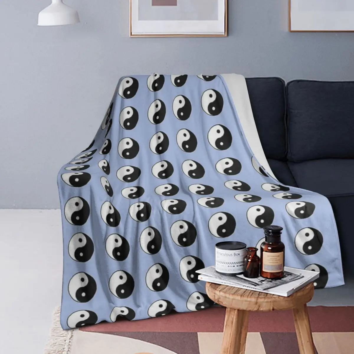 

Yin Yang Pattern Blankets Soft Warm Flannel Throw Blanket Bedspread for Bed Living room Picnic Travel Home Couch