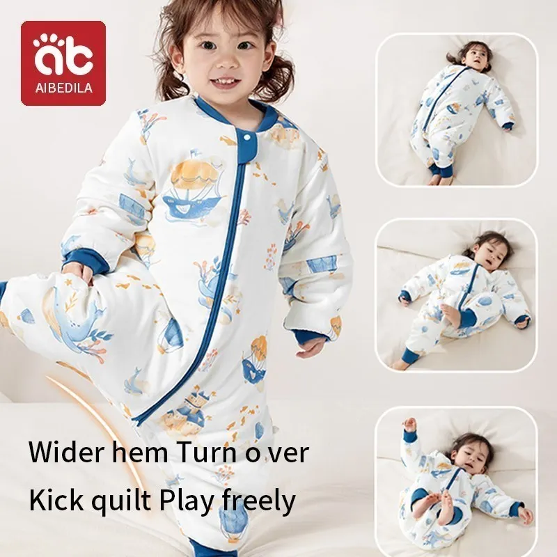 AIBEDILA Baby Sleeping Clothes Winter Zipper Cotton Cover All Newborn Baby Items Boys Romper Long Sleeve Jumpsuit Girls Outfit