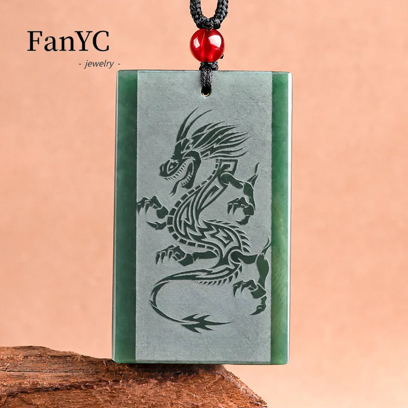 

Natural Hetian Jade Ink Jade Zodiac Dragon Pendant High-grade Exquisite Fashion Jade Necklace Men and Women Holiday Gift