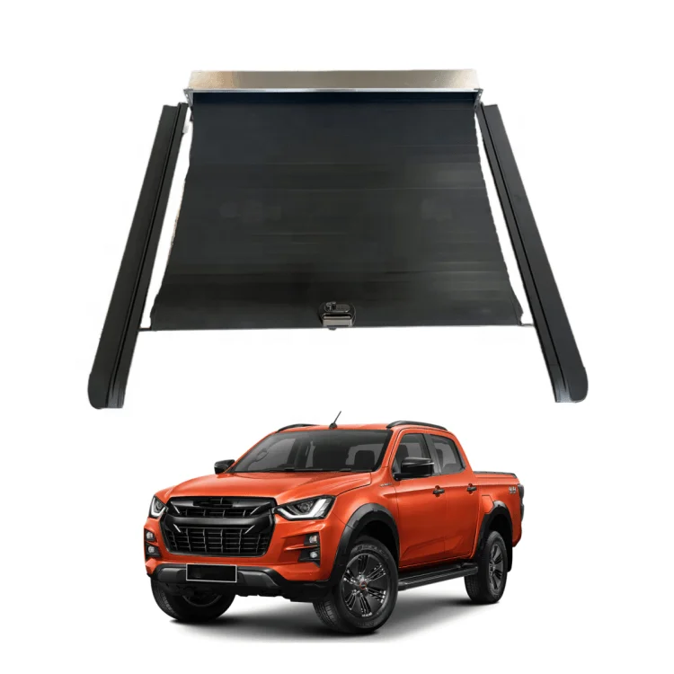 Manual Aluminum Black Roller Lid Shutter With Passwords Lock Tonneau Cover For 2021+ D-Max