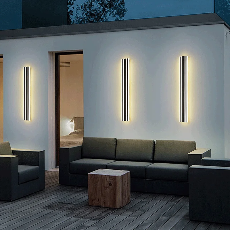 Luz de pared exterior para jardín, lámpara larga para edificios, impermeable IP65, candelabros para porche, casa de campo