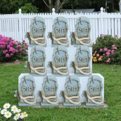 

10Pcs Blue Resin Halloween Tombstones Miniature Tombstone Shape Adornments Graveyard Decoration Halloween Tombstones