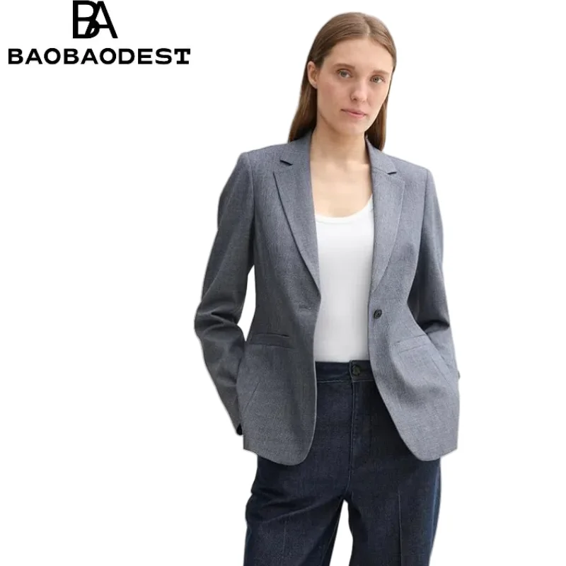 

"Custom Women's Textured Blazer Jacket - Tailored Ladies Business Suit Jacket with Stretch Fabric (Multiple Colors/Sizes)"