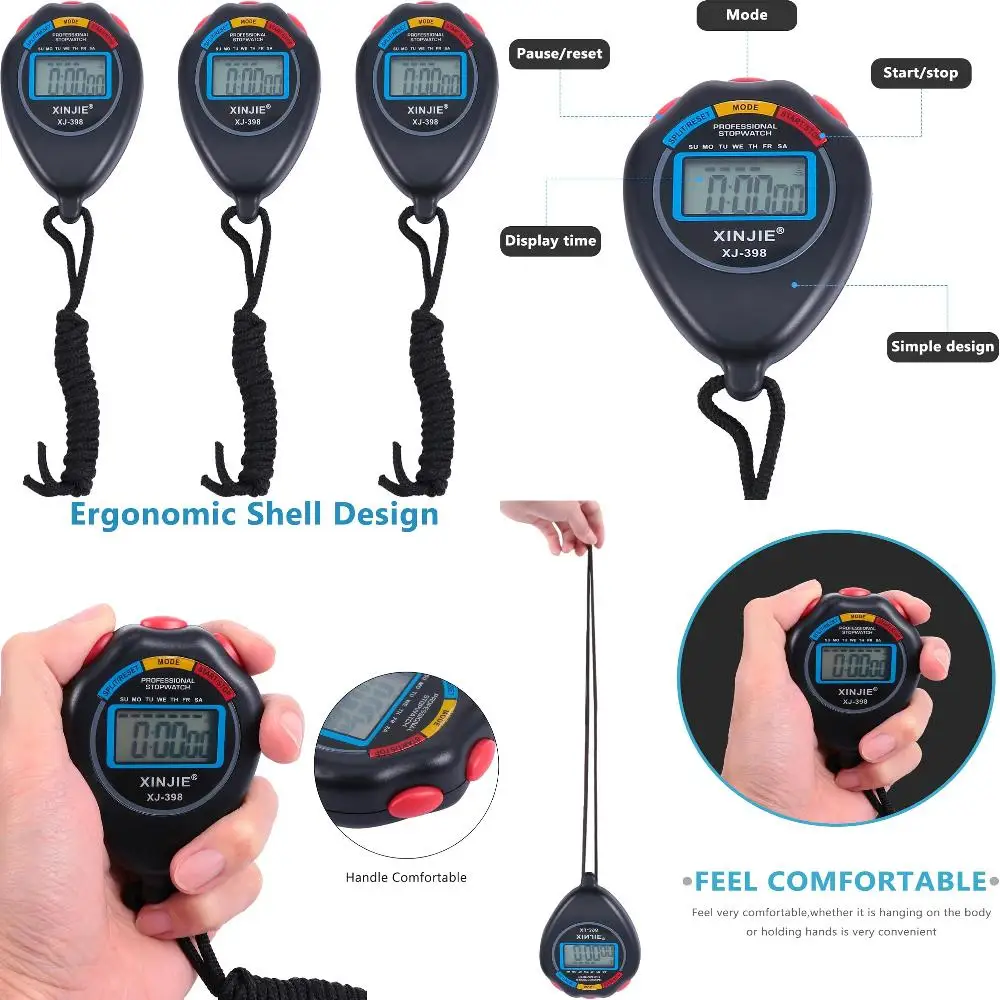 

High-Quality, Lightweight and Sleek Set of 3 Essential Digital Fitness Training Stopwatch Timers for Athletes - Reliable Sports