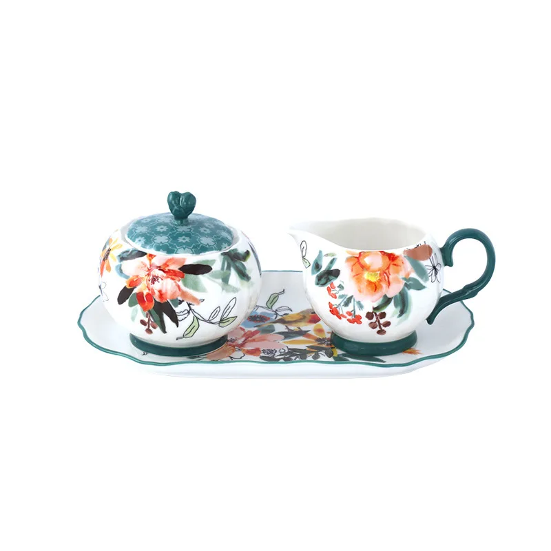 

Sugar milk tank tray set, afternoon tea set, high temperature glaze ceramic coffee set.