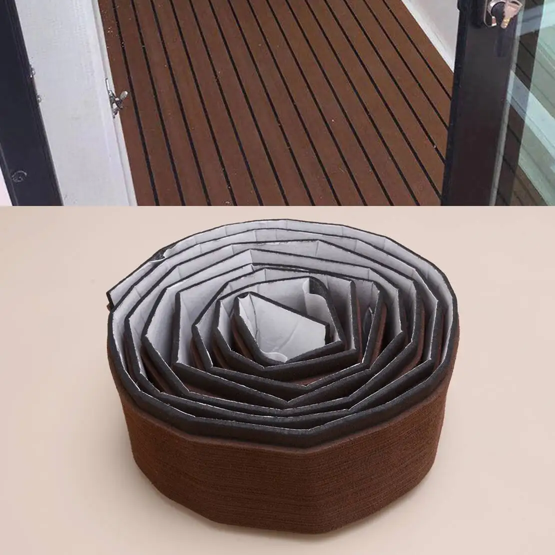 

Dark Brown Marine Boat Flooring EVA Foam Mat Yacht Deck Self-Adhesive Pad Carpet