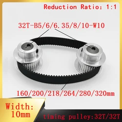 GT2 Timing Pulley With 32 Teeth and 32 Teeth Reduction 1:1 Belt Width 10mm Inner Hole 5-10mm Synchronous Gear 3D Printer