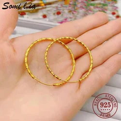 Somilia Fashion Women Earrings Gypsophila 24K Yellow Gold 30-60mm Hoop Earring New Collection S925 Sterling Silver Women Jewelry