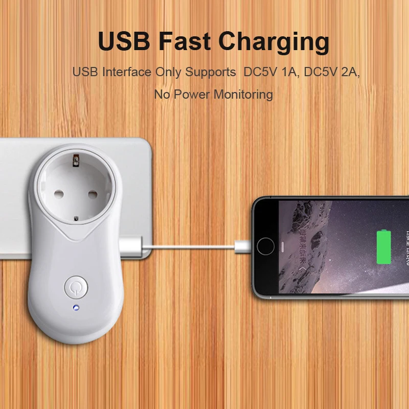 TUYA مأخذ (فيشة) ذكي واي فاي التوصيل الاتحاد الأوروبي 16A وظيفة التوقيت واجهة USB الحياة الذكية التحكم الصوتي عن بعد دعم أليكسا جوجل المنزل