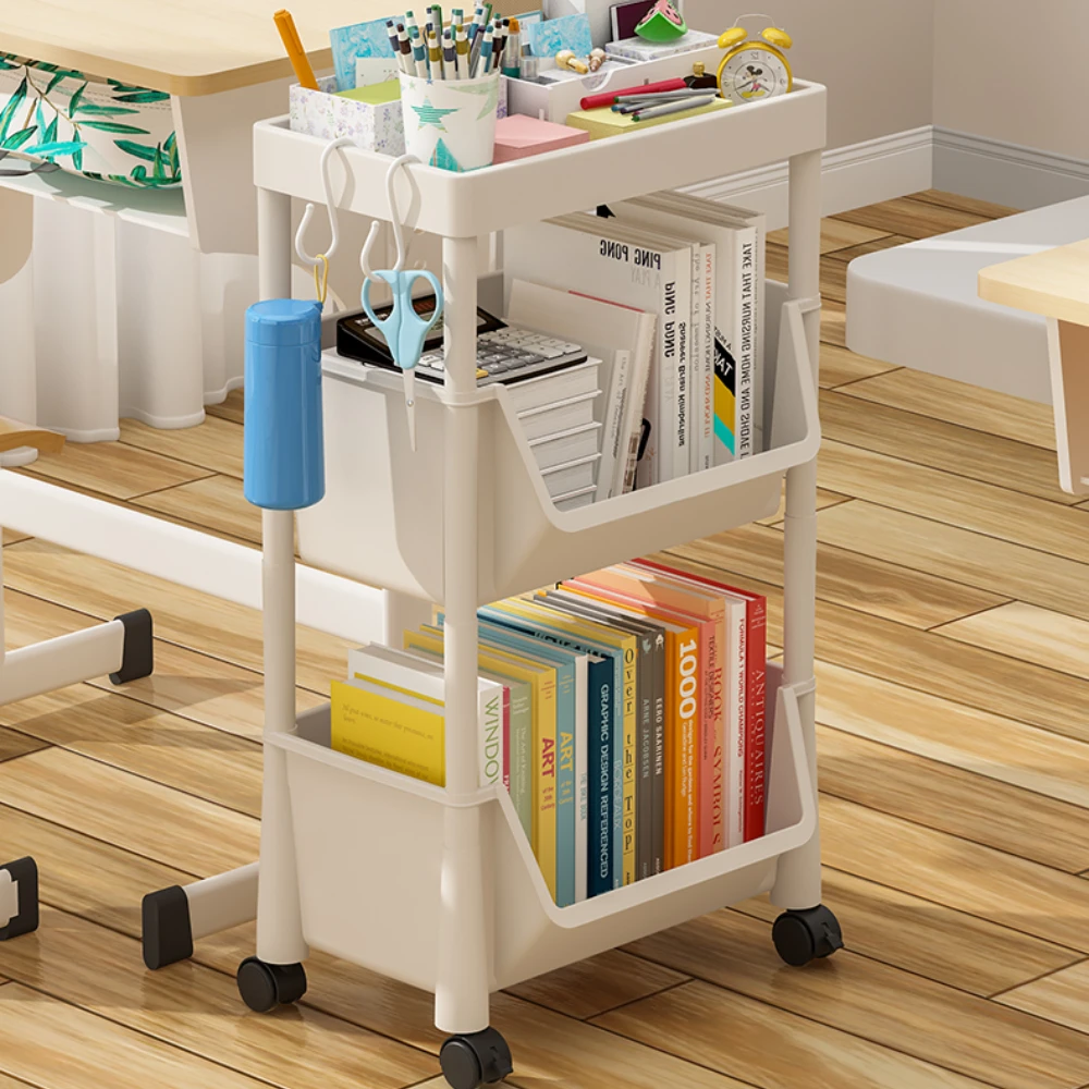 Movable Bookshelf Kitchen Rolling Storage Cart With Wheels For Office Living Room Bathroom Space-saving Multi-Layer Storage Rack