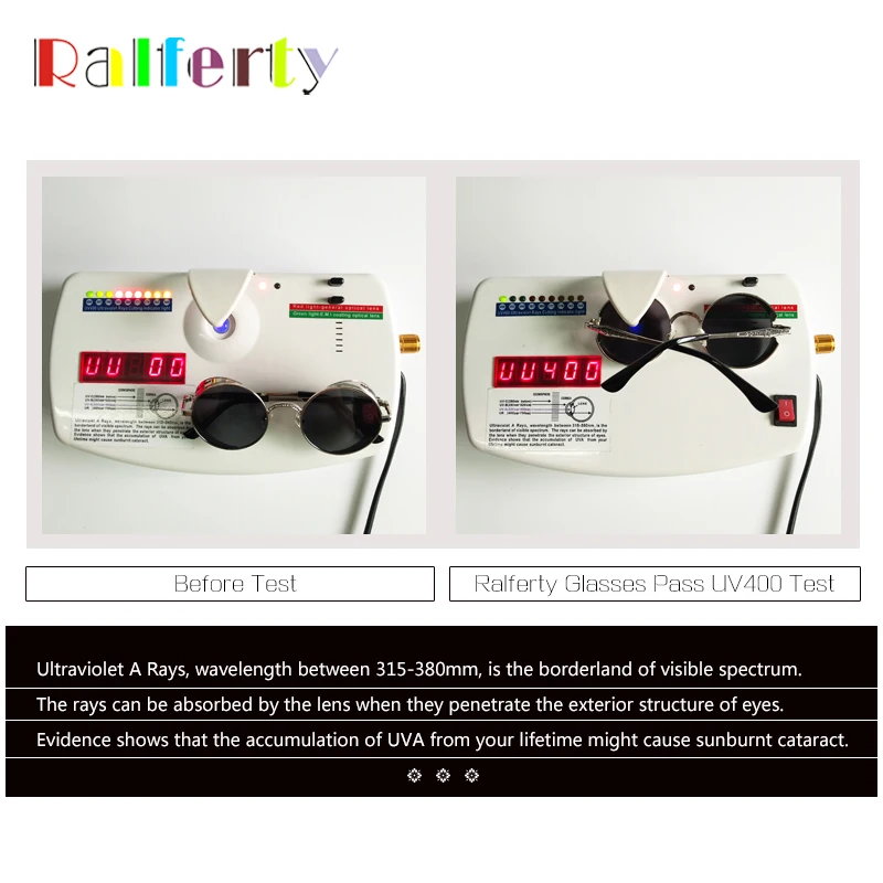 Ralferty Retro Steampunk Sunglasses Women Men Vintage Round Metal Punk Mirror Gothic Sun Glasses UV oculos de sol feminino 881