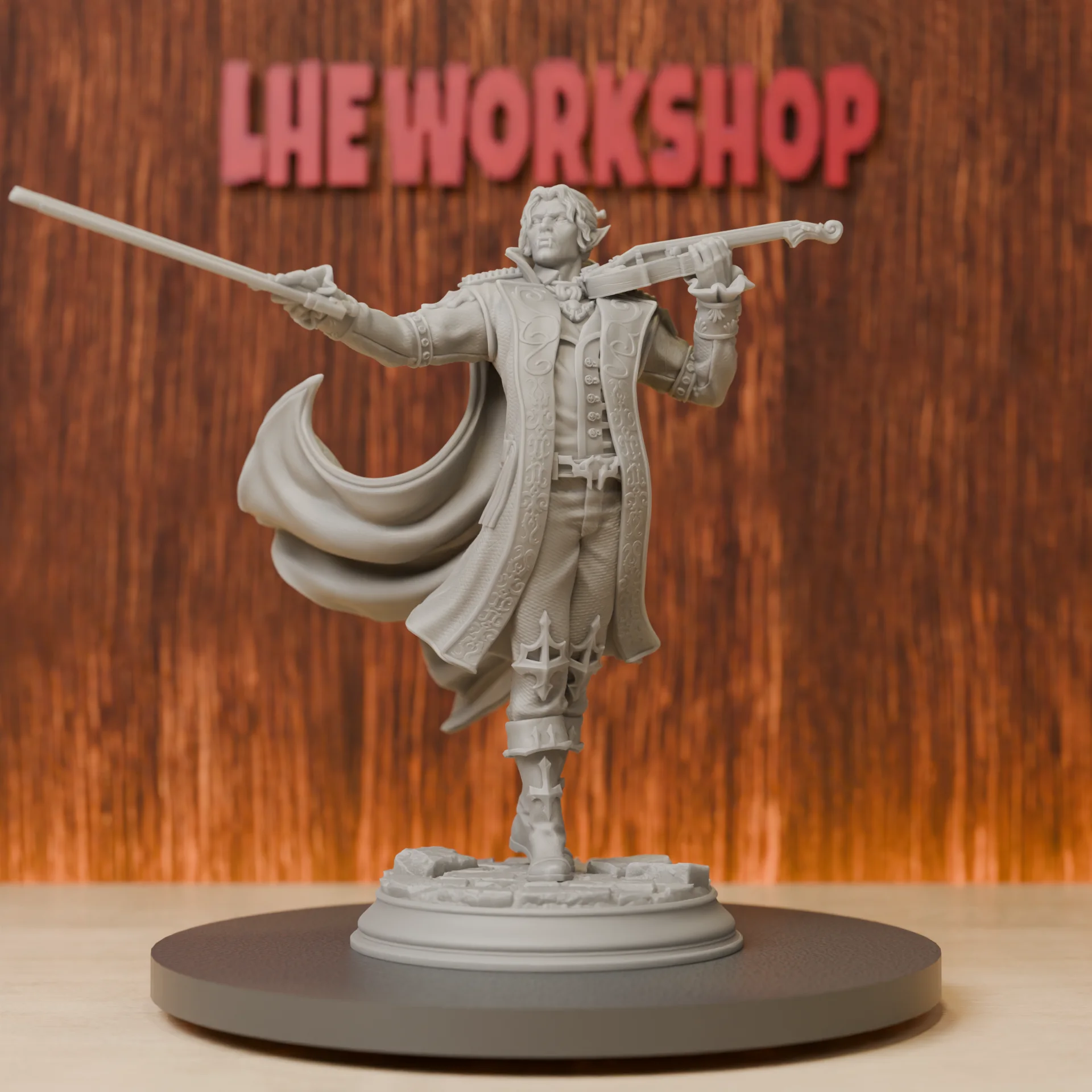 Vampire Noble Violinist Miniatures | 28mm-75mm | Resin 3D Printed DND Pathfinder Mini | Unpainted Grey
