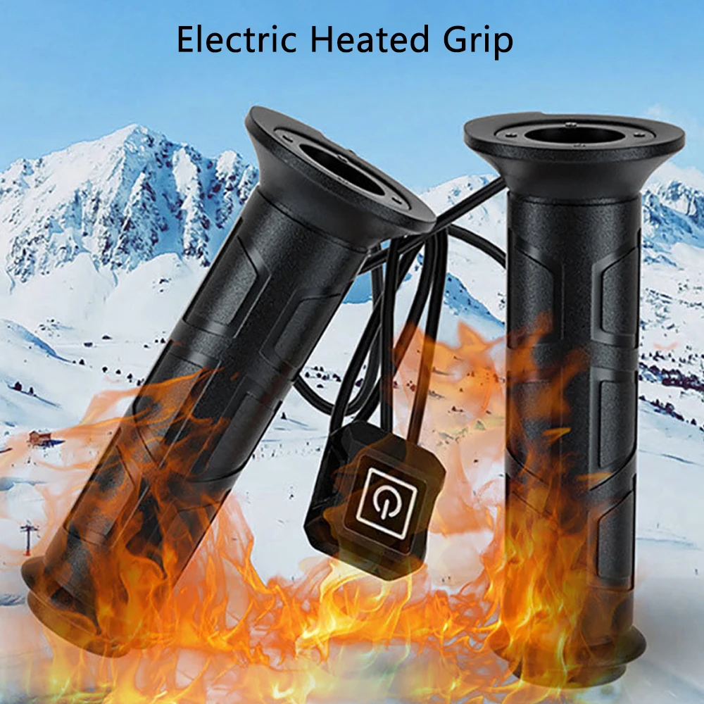 Motorcycle Heated Hand Grips 12V 3-Speed Electric Fast Heating Anti-Slip Handlebar Grips 22mm 7/8