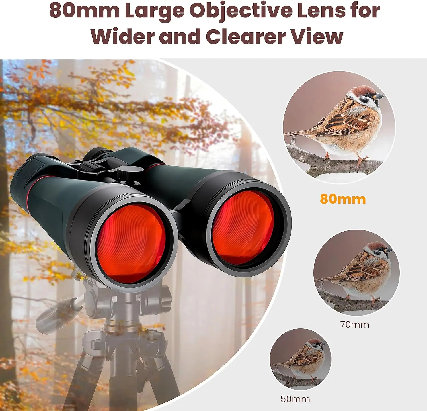 TONTUBE 20x80 Astronomy Binoculars for Adults, Outdoor Waterproof Binoculars for Bird Watching Travel Stargazing