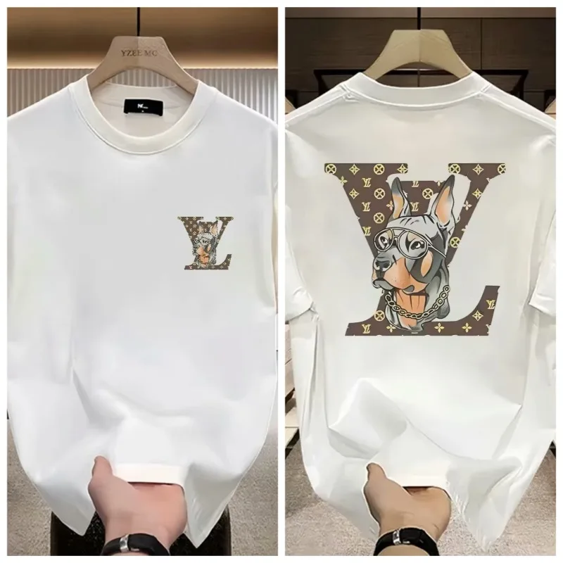 Camiseta de manga corta de algodón pesado americano para hombre, camiseta informal holgada con cuello redondo para hombre y mujer, novedad de 2025