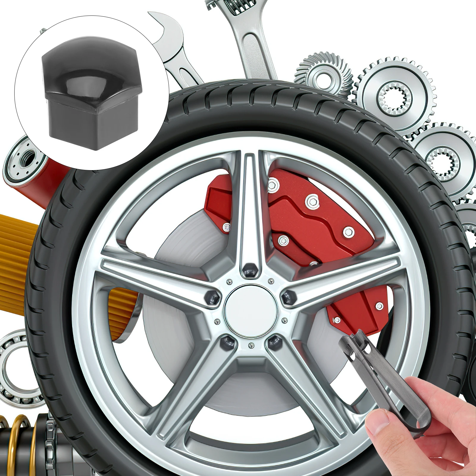 

20pcs Car Lug Nut Covers Black 17Mm Wheel Hub Screw Protectors Durable Tire Bolt Caps For Trucks Exterior Accessories