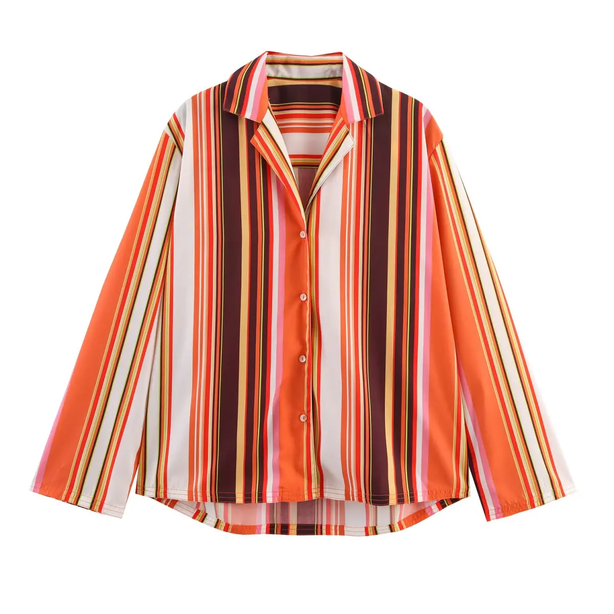 2025 Nuovi abiti da donna Camicia a maniche lunghe con risvolto serie a righe con temperamento alla moda in stile europeo e americano