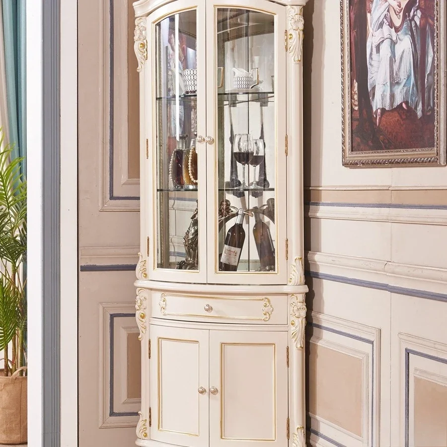 Solid wood wine cabinet dining side  integrated living room corner  corner triangle