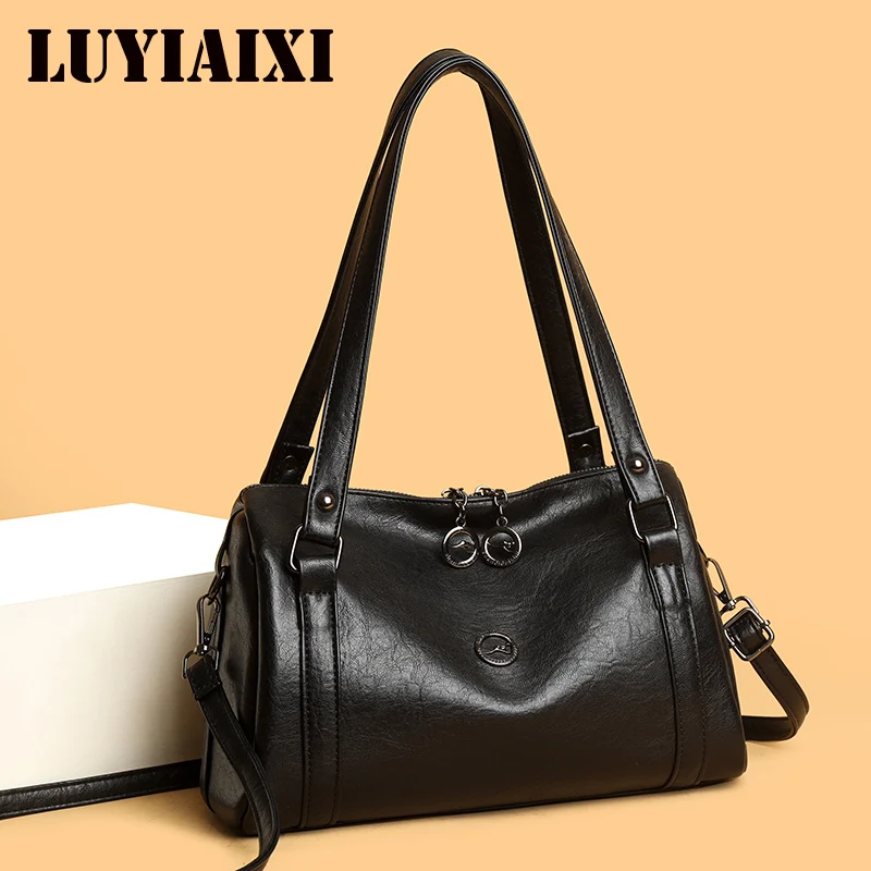 

Genuine Brand PU Leather Shoulder Bag For Women Casual Tote Bolsa Female Solid Color Purse Simple Design Handbag Commuting Sac