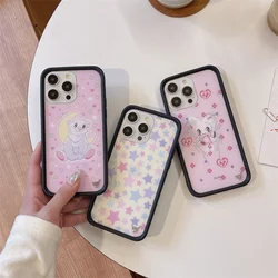 Wildflower Pink Angel Bear Moon Star Phone Case for iPhone 16 15 14 13 12 17 Pro Max Plus Air 17pro Cute Cartoon Cover Funda