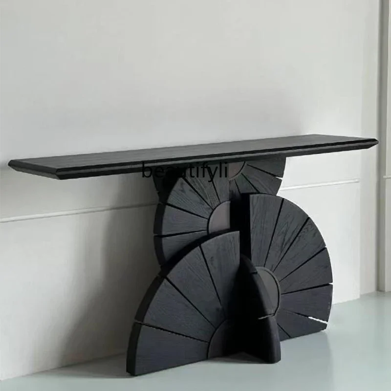 Medieval Solid Wood Entrance Platform Italian Minimalist Creative Corridor Aisle Entrance Table Shelf