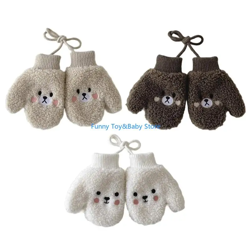 

1 Пара детских баранины шерстяные варежки с ремешками для шеи 1-4 года