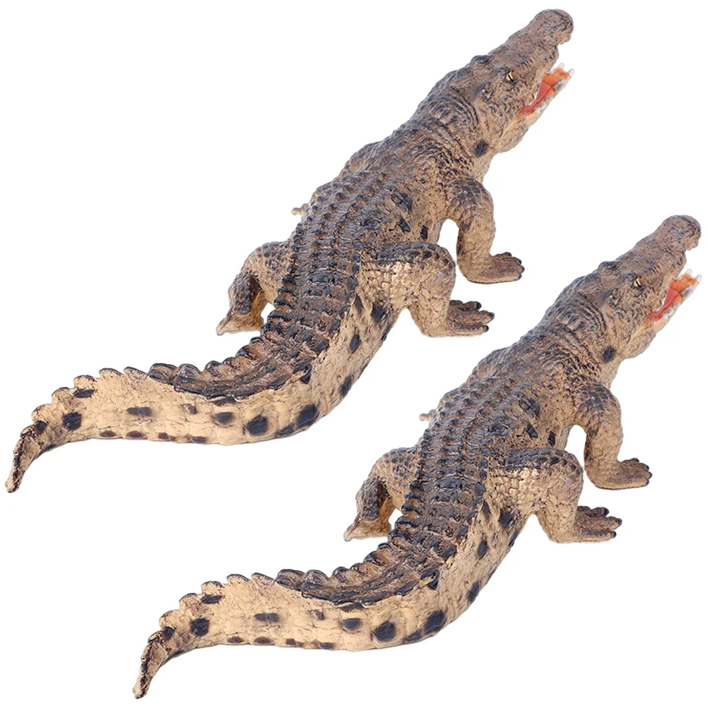 2 pçs modelo de crocodilo brinquedo simulado simulação figuras animais reconhecimento estatueta modelos falsos