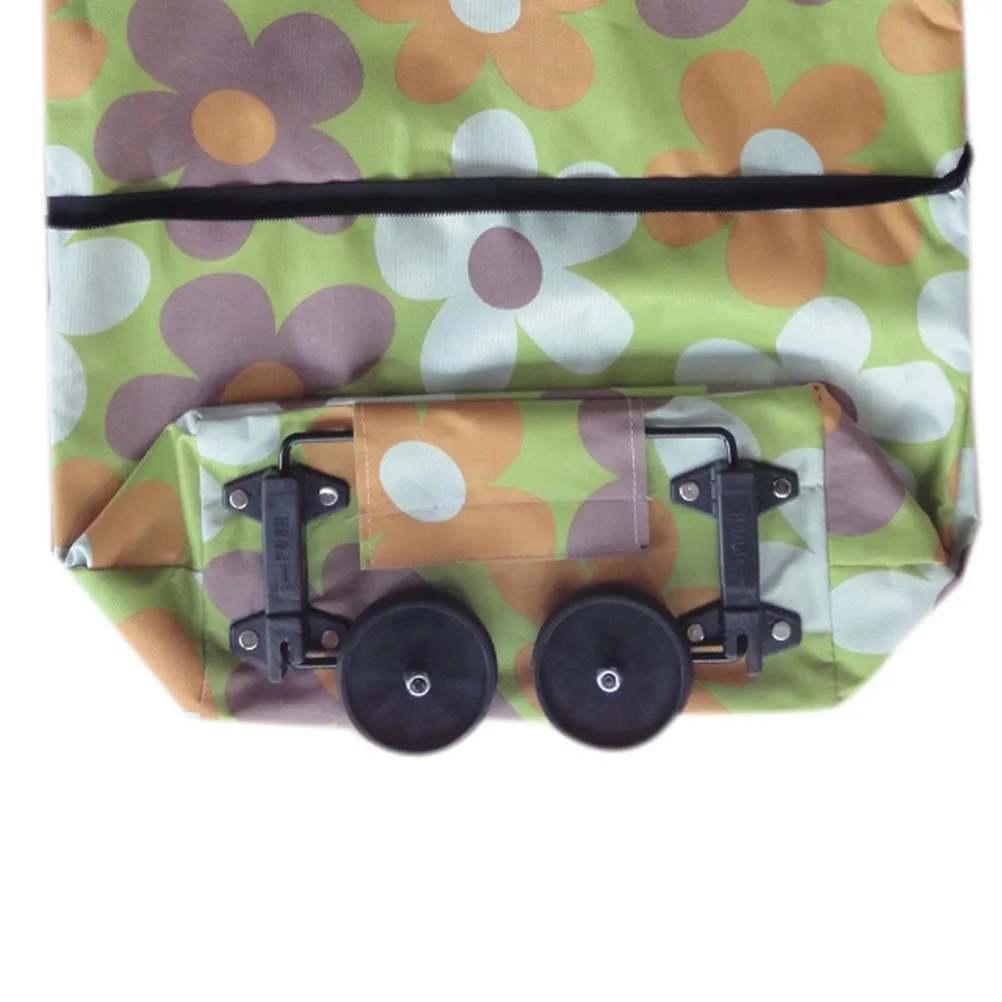 

Оранжевая складная сумка для покупок в горошек с двумя колесами, из высококачественной ткани Оксфорд, модная, легкая, многофункциональная