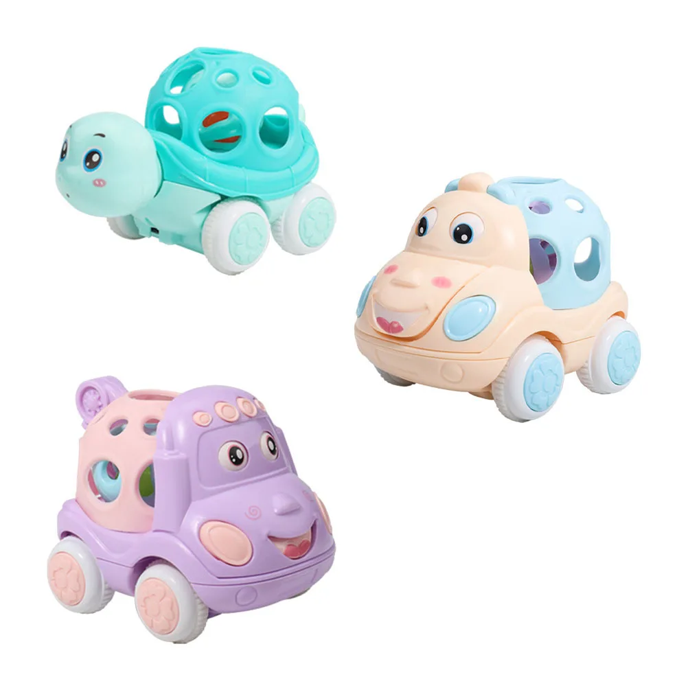 3Pcs Car with Inertia Function Smooth Safety Construction for Cognitive Skill Learning Fun Random Style Car