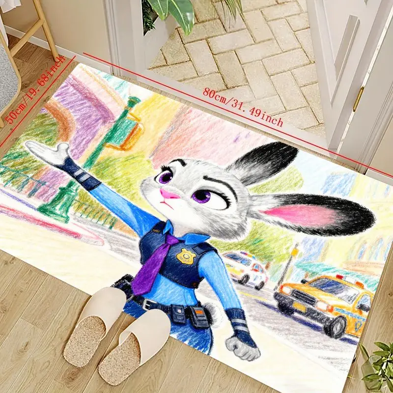 

1 шт. милый коврик Zootopia Judy Hopps с рисунком кролика, полицейского, напольный коврик, яркий карандашный художественный коврик для декора детской комнаты, мягкий нет