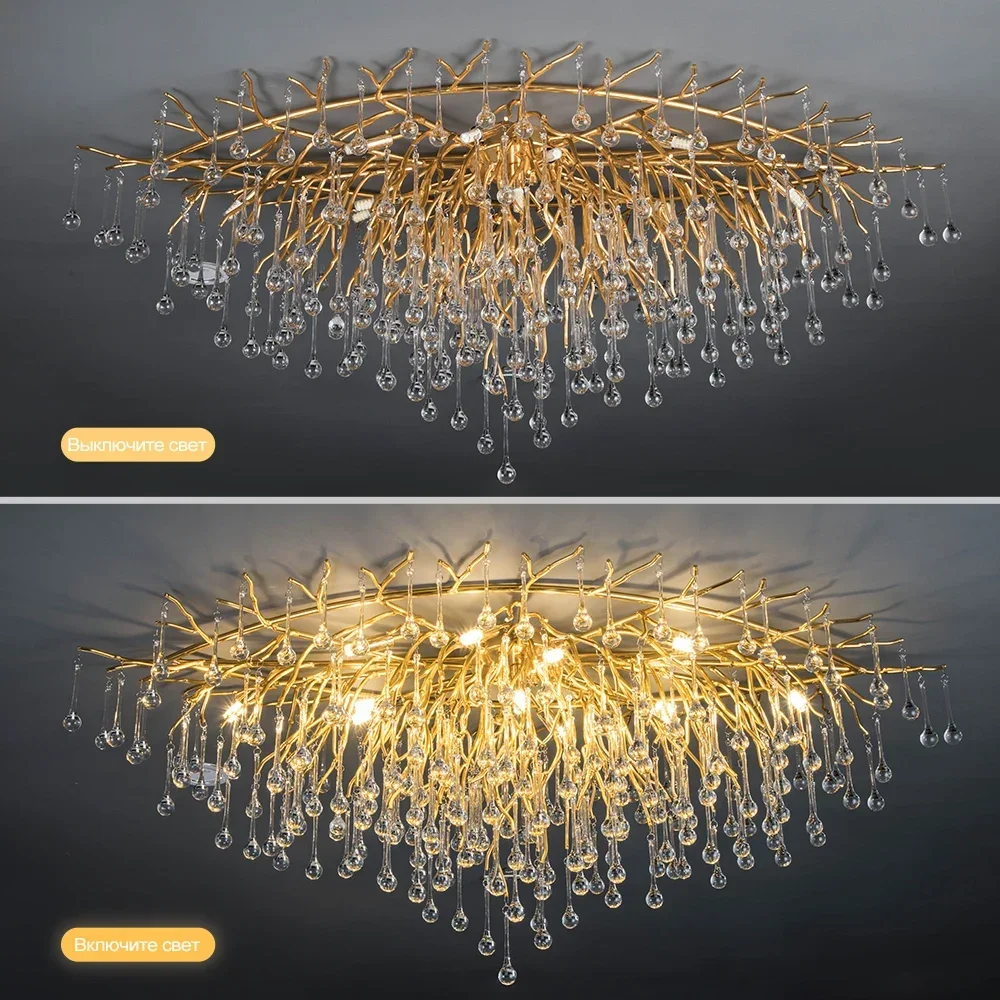 Crystal Ceiling Chandelier Lights For Dining Room Living Room Modern Luxury Long Crystal Chandelier Pendant Lamp Decor