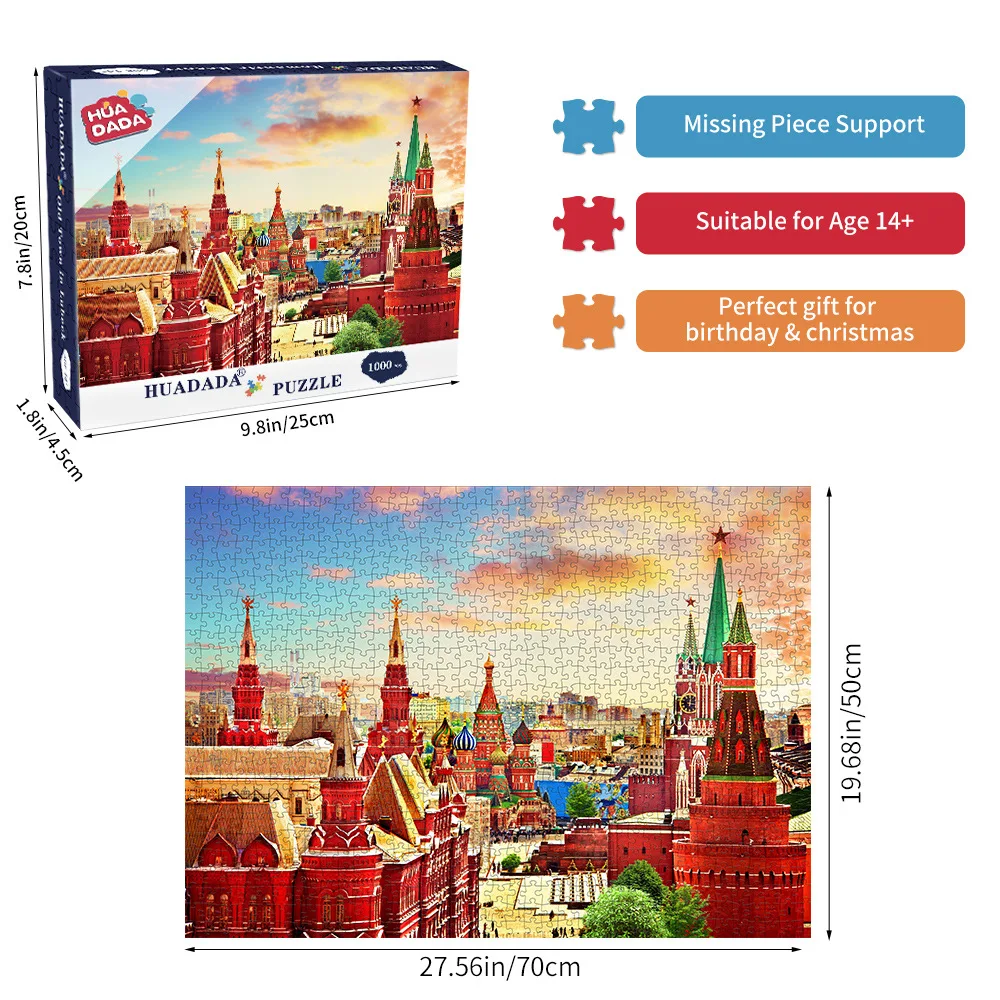 70*50cm Adult 1000 Pieces Paper Landscape Jigsaw Puzzle Parent-child Interaction Decompression Educational Toy Difficult Puzzles