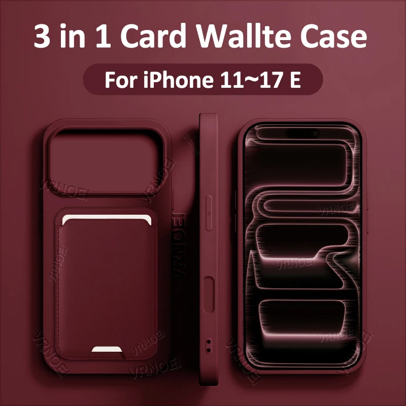3-in-1 Silikon-Saughalterung Kartenetui Hülle für iPhone 17 16 15 14 13 12 11 Pro Max 16 15 14 Plus mit Kartenfach